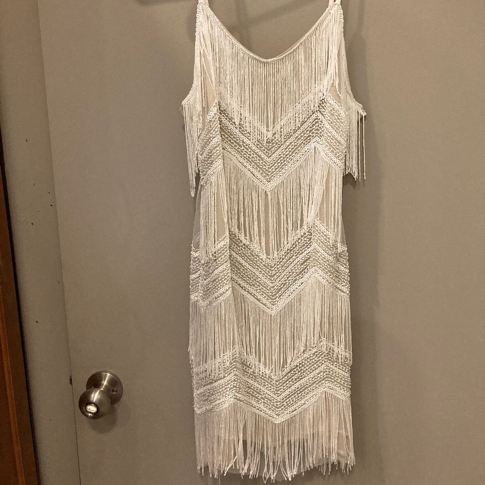 Lulu’s White Fringe Mini Dress